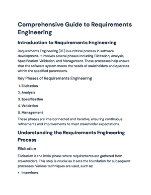 Comprehensive Guide to Requirements Engineering Processes and ...
