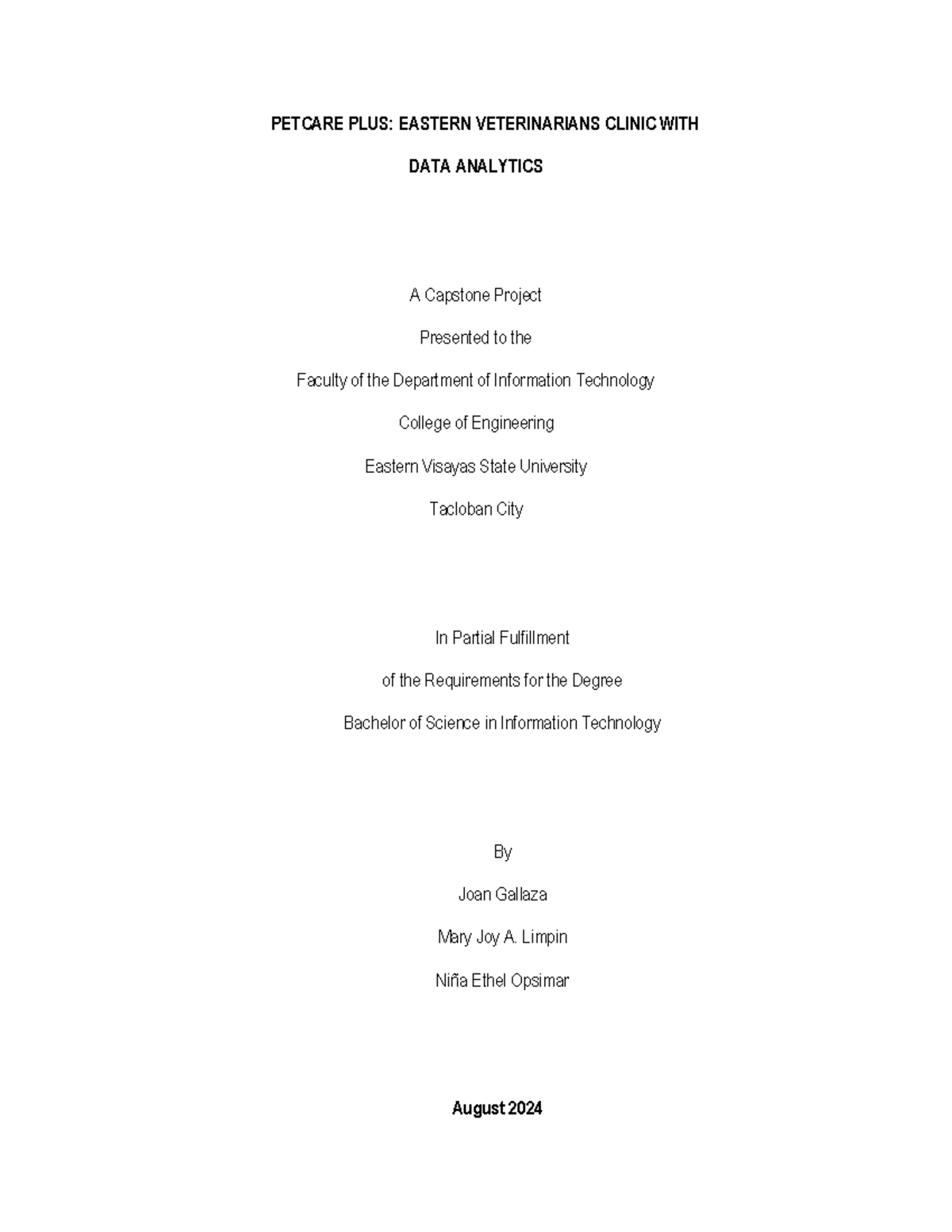 Petcare Plus (IT Capstone Project): Vet Clinic Data Analytics System ...