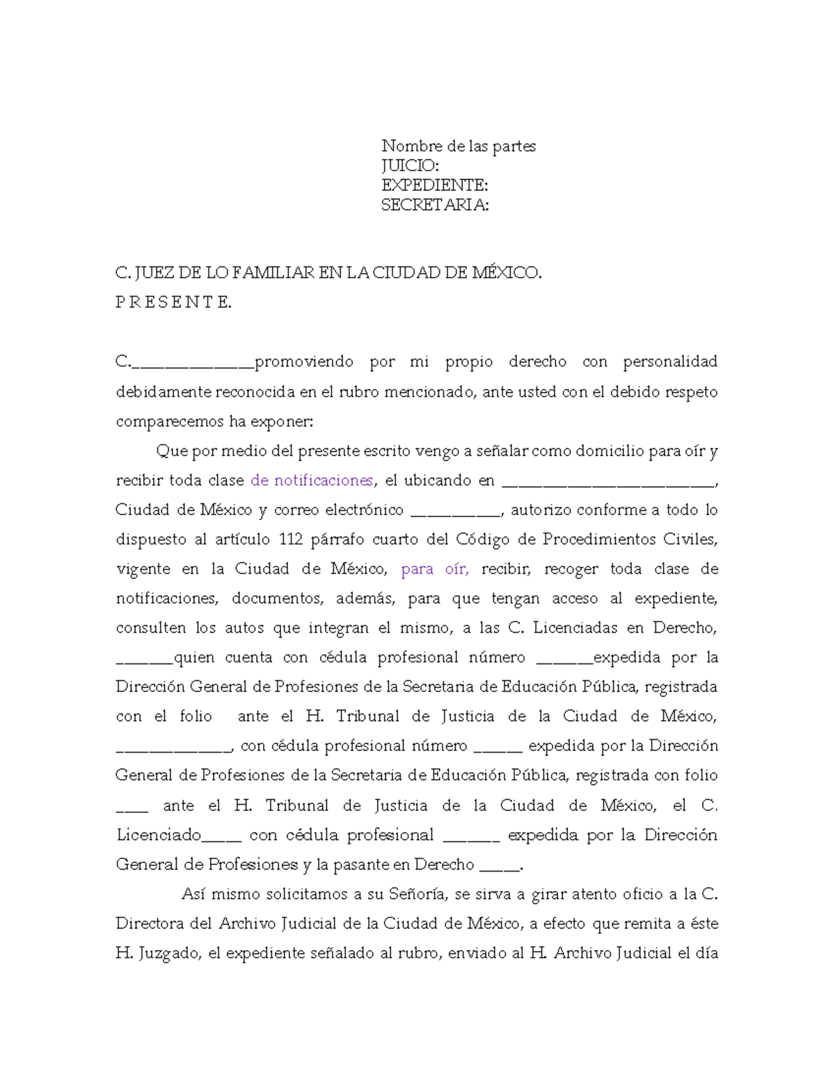 Solicitud de Expediente al Archivo - Juicio Familiar en CDMX - Studocu