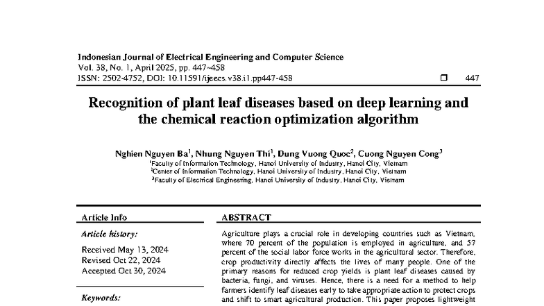 Recognition of Plant Leaf Diseases Using Deep Learning (EECS 38370 ...