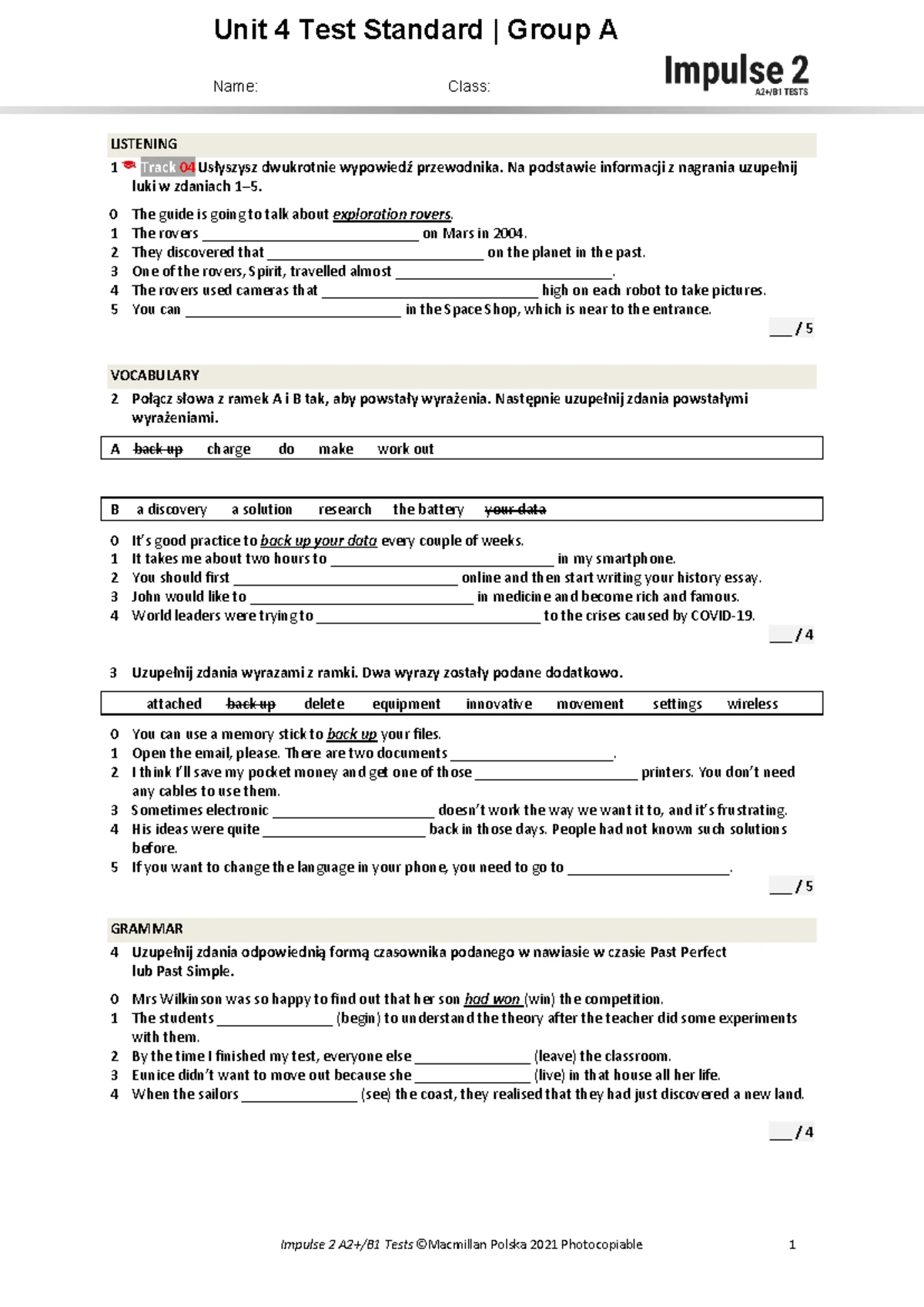 Focus 3 Listening & Vocabulary: Unit 4 Group A Practice - Studocu