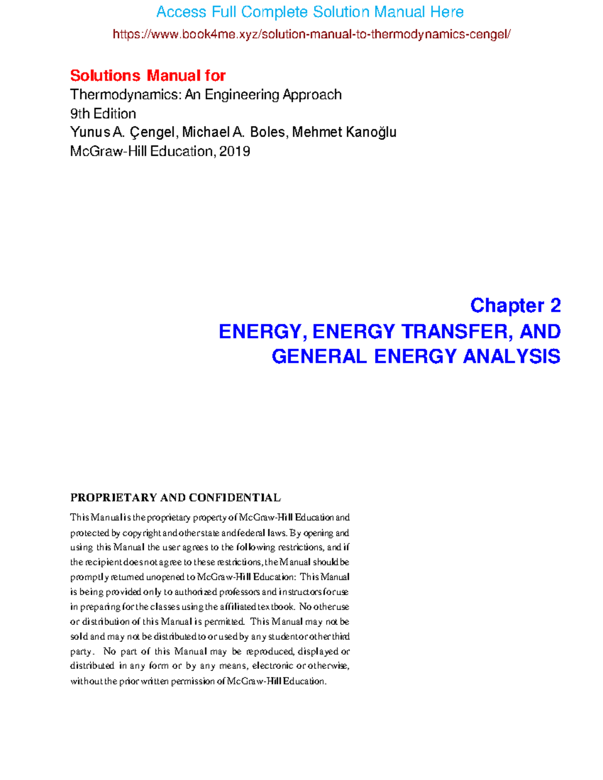 Solutions Manual for Thermodynamics: Chapter 2 - Energy Analysis - Studocu