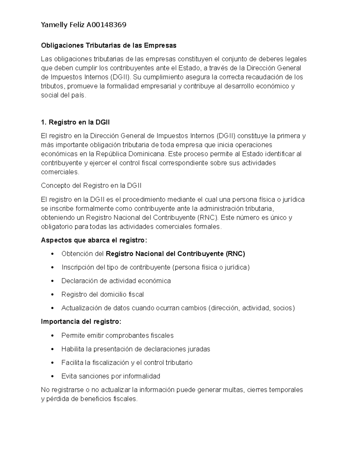 Obligaciones Tributarias de las Empresas - A00148369 - Studocu