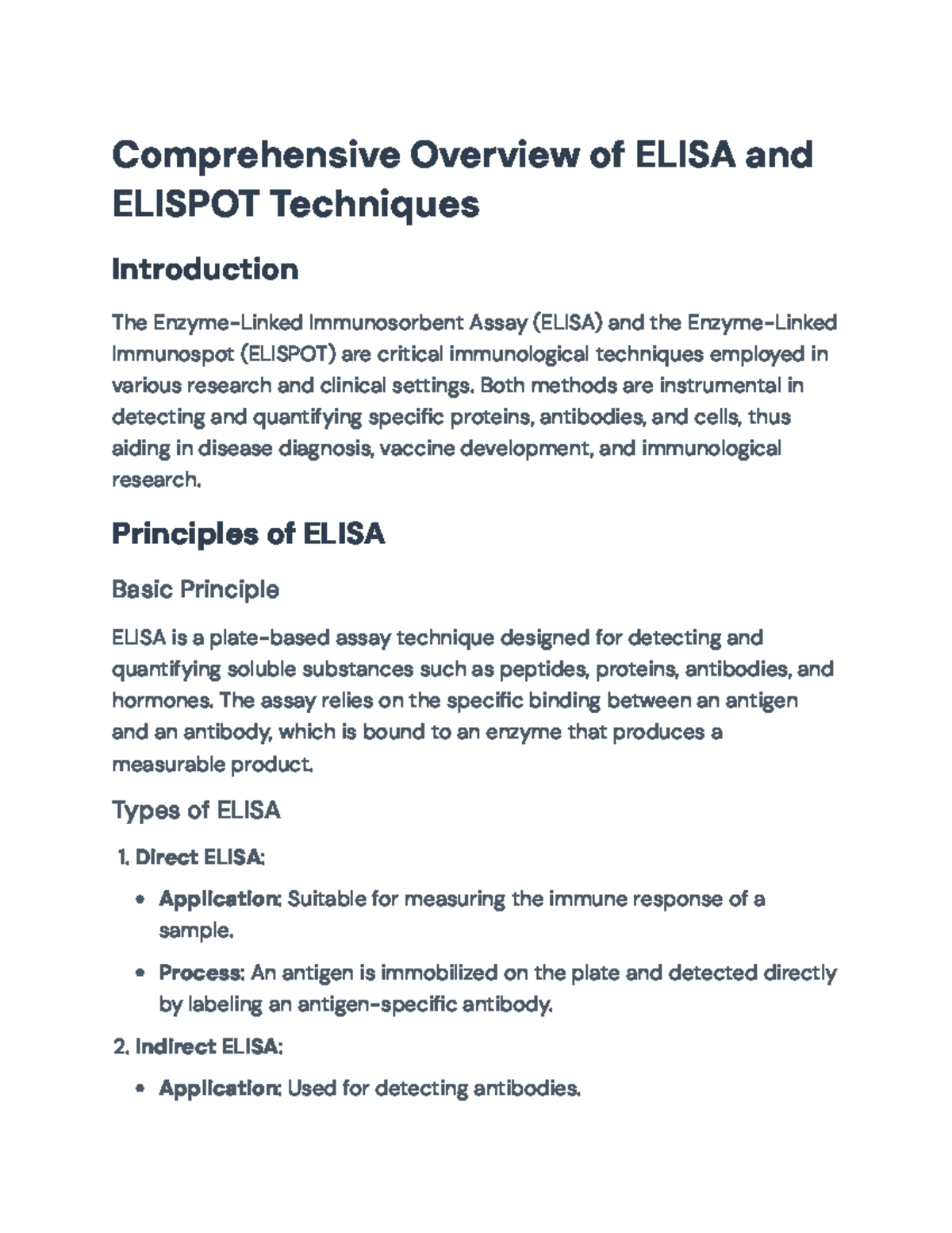 Comprehensive Overview of ELISA and ELISPOT Techniques for Immunology ...