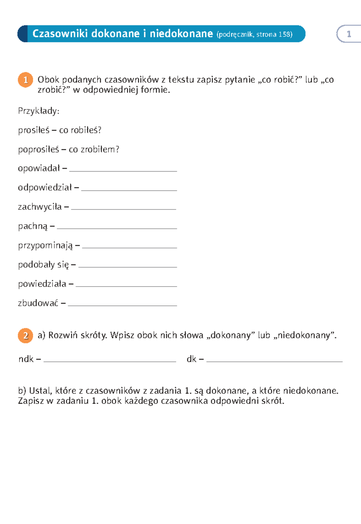 Czasowniki Dokonane i Niedokonane - Karta 10 (PDF) - Studocu