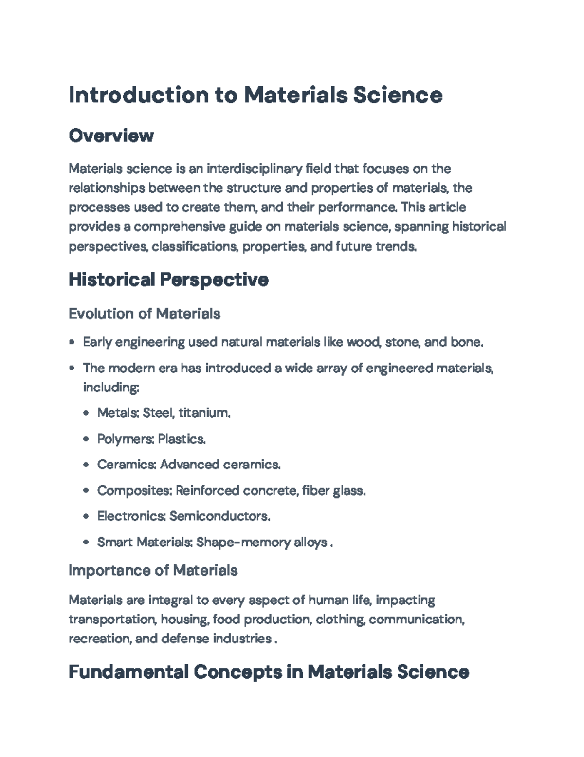Materials Science Overview: Structure, Properties, and Applications ...