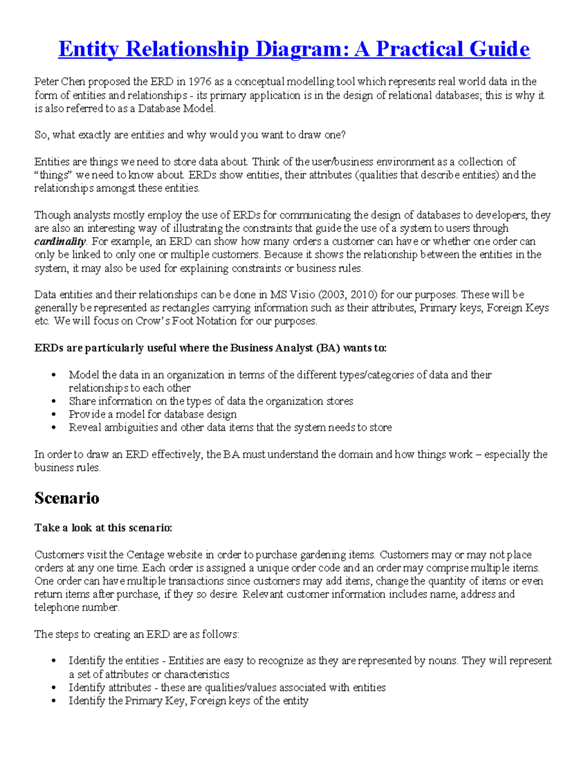 Entity Relationship Diagram (ERD) Guide with Sample Scenario - Studocu