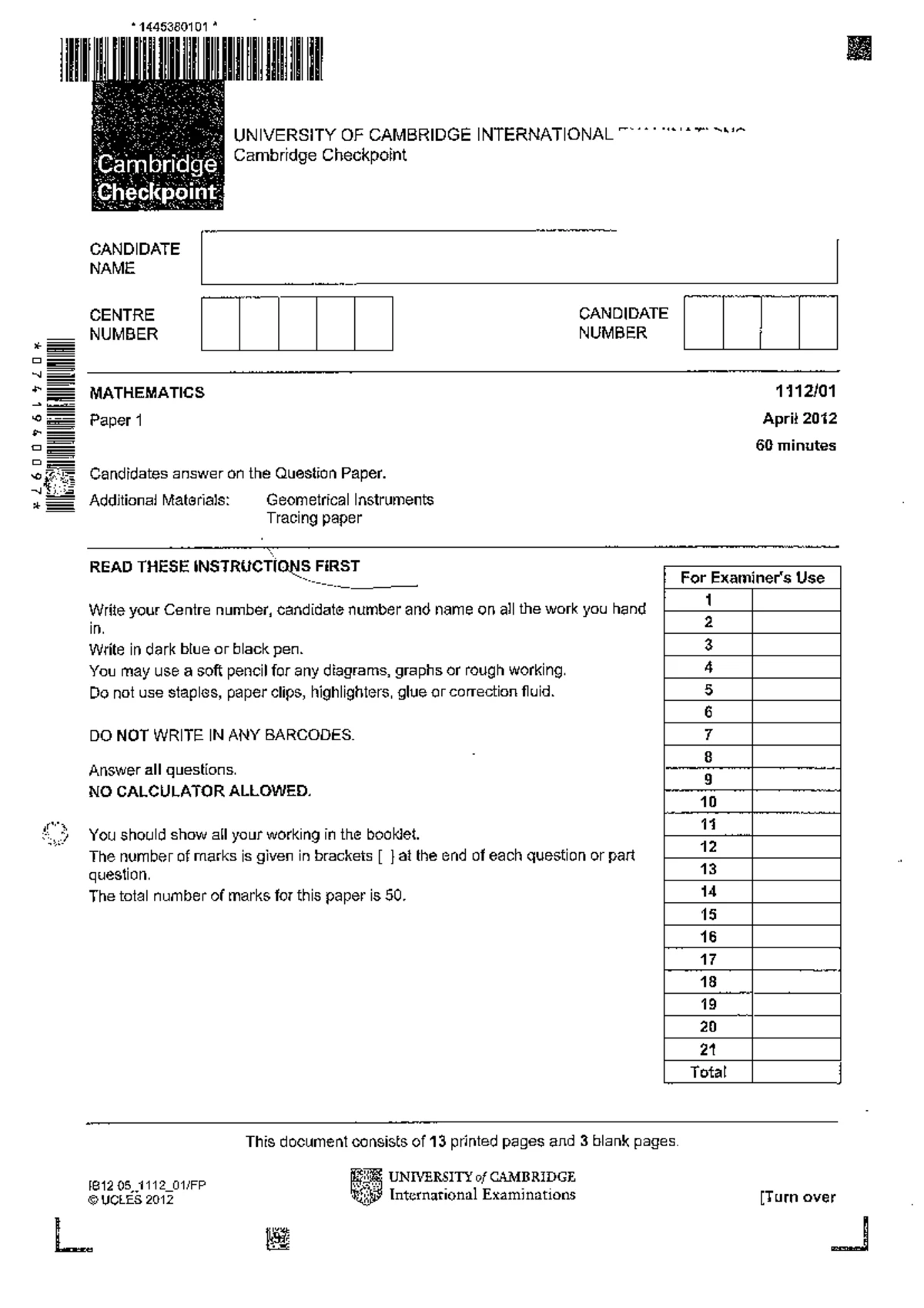 Checkpoint P1 2 2013 - Math Notes and Problem Solutions - Studocu