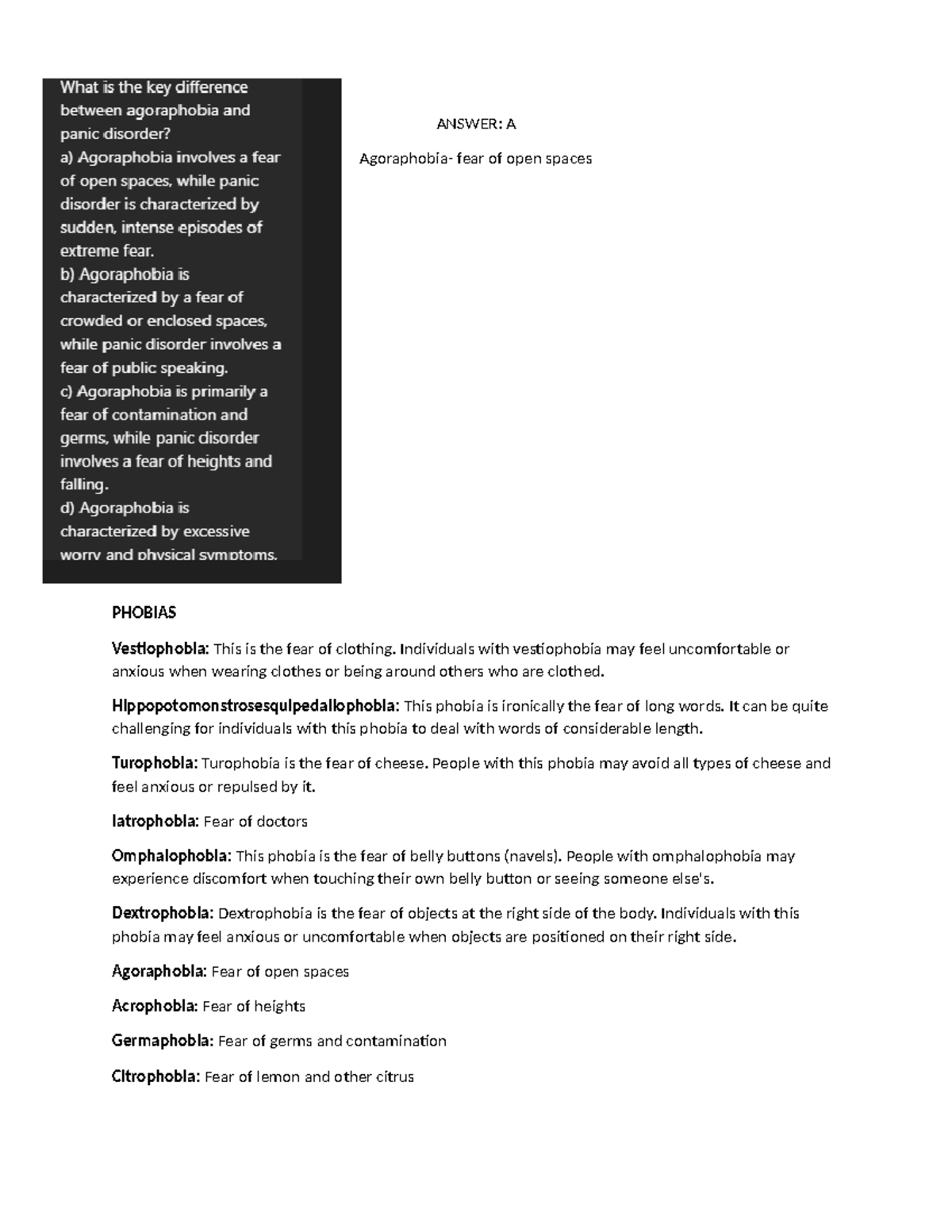 AB Psych Reviewer: Understanding Phobias and Anxiety Disorders - Studocu