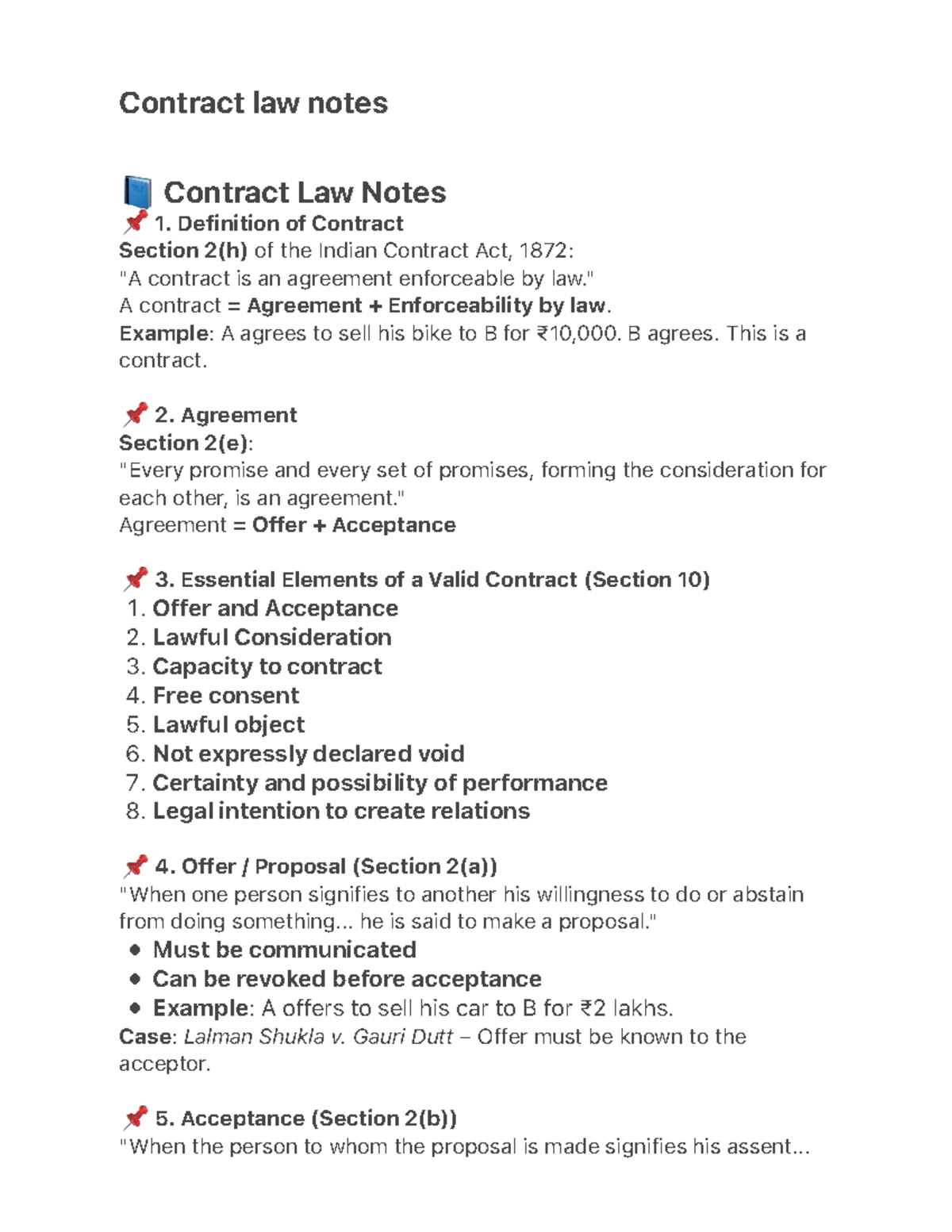 Contract law notes - 1. 2. 3. 4. 5. 6. 7. 8. Contract law notes 📘 ...