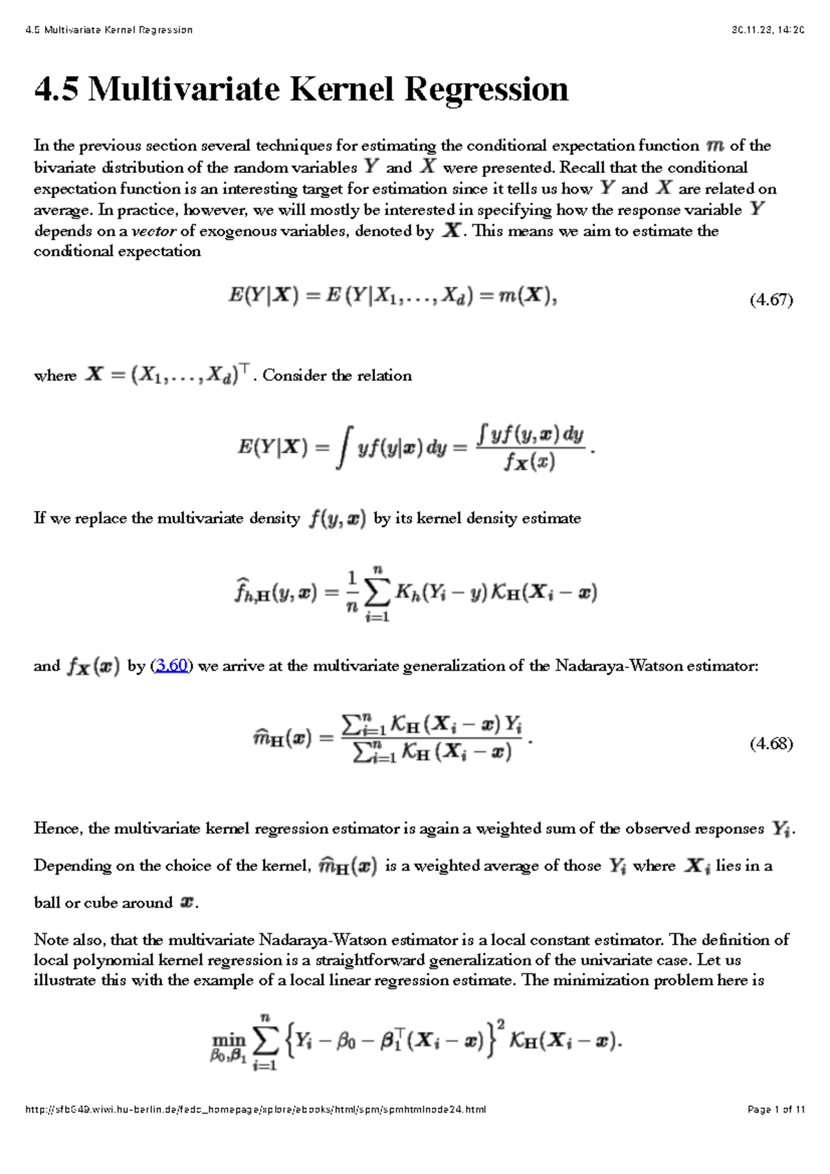 Multivariate Kernel Regression Techniques and Their Properties - Studocu