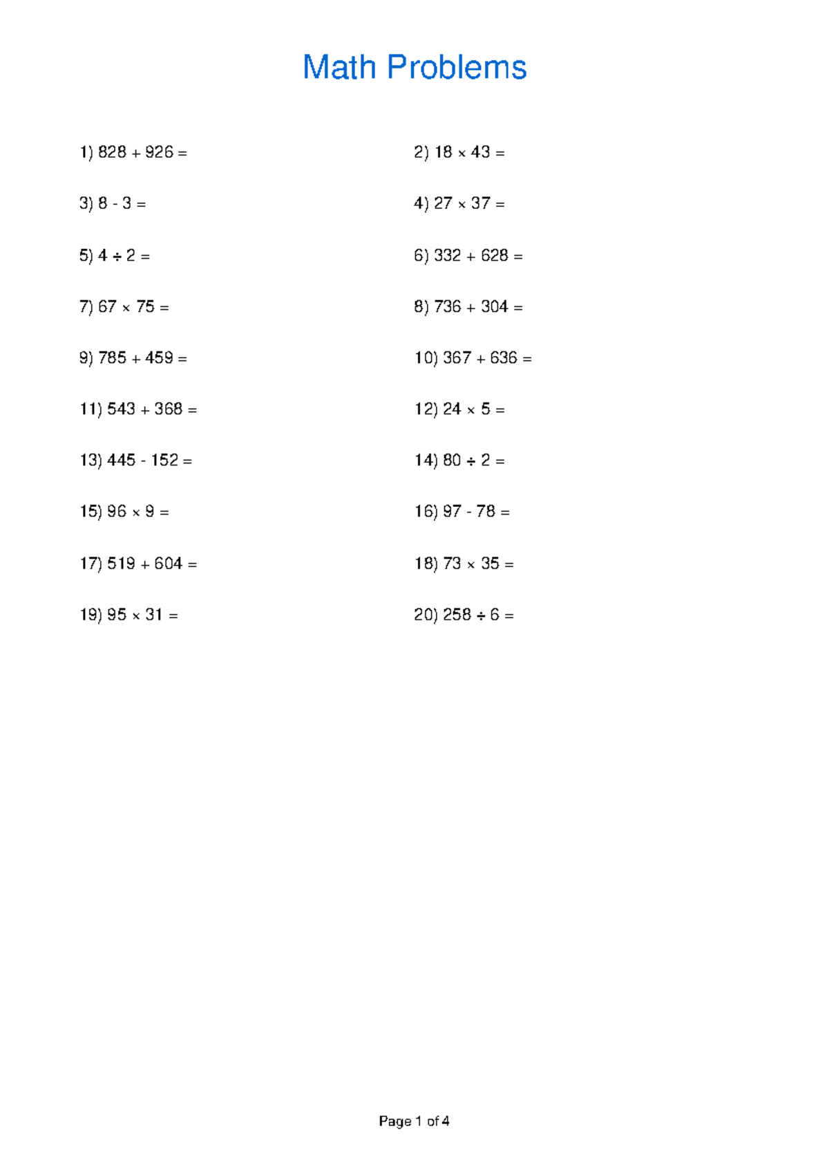Math Problems & Solutions for Course Code: MATH101 - Practice Set 1 ...