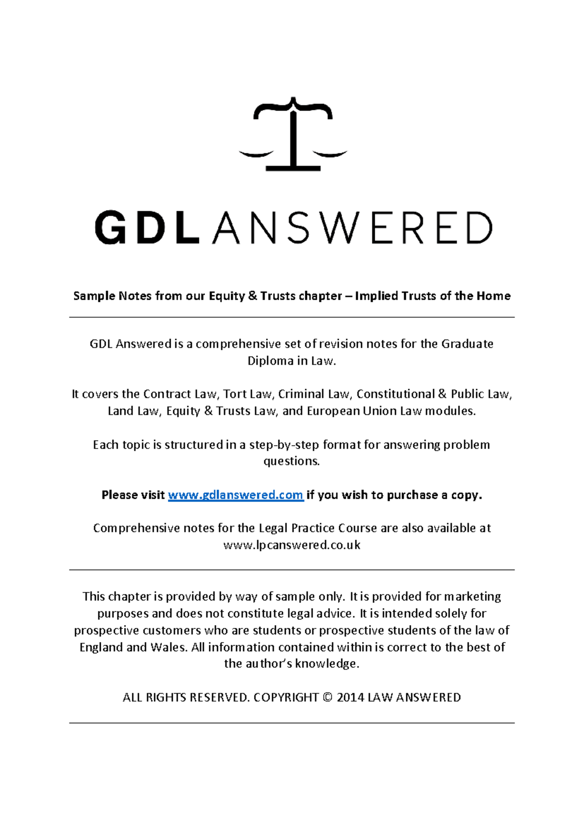 GDL Final Exam Notes - Equity & Trusts: Implied Trust Analysis - Studocu