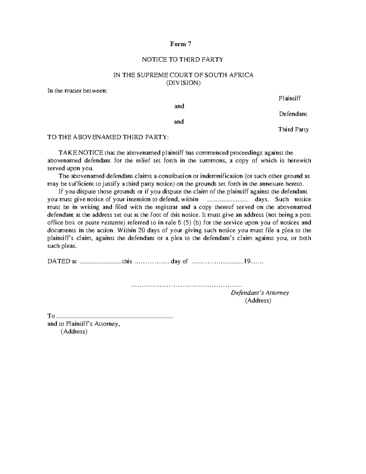 Uniform Rules of Court: Supreme Court Act 59 of 1959 Overview - Studocu