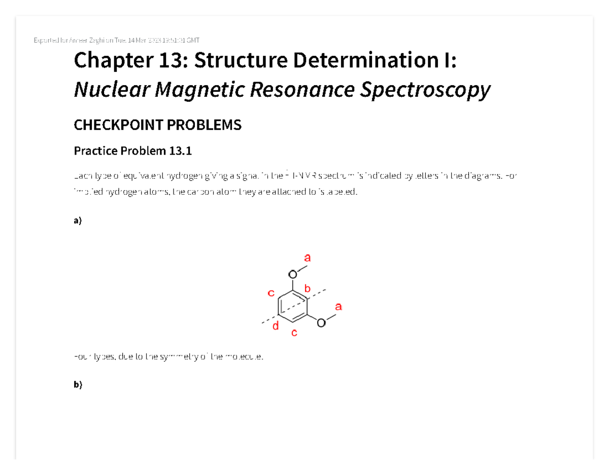 Chapter 13: NMR Spectroscopy Structure Determination Solutions - Studocu
