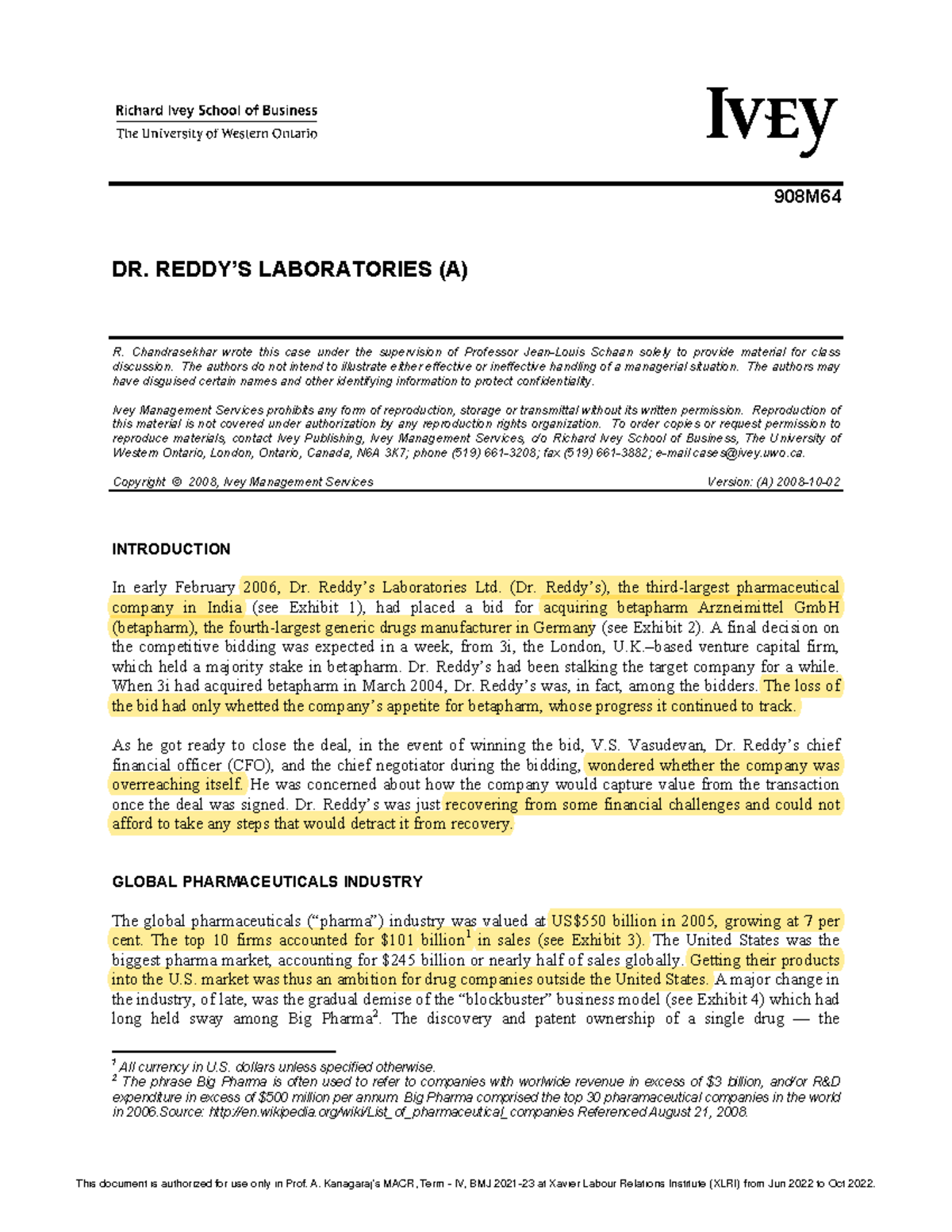 Dr. Reddy's Laboratories (A) 908M64-PDF-ENG - S w 908M DR. REDDYíS ...