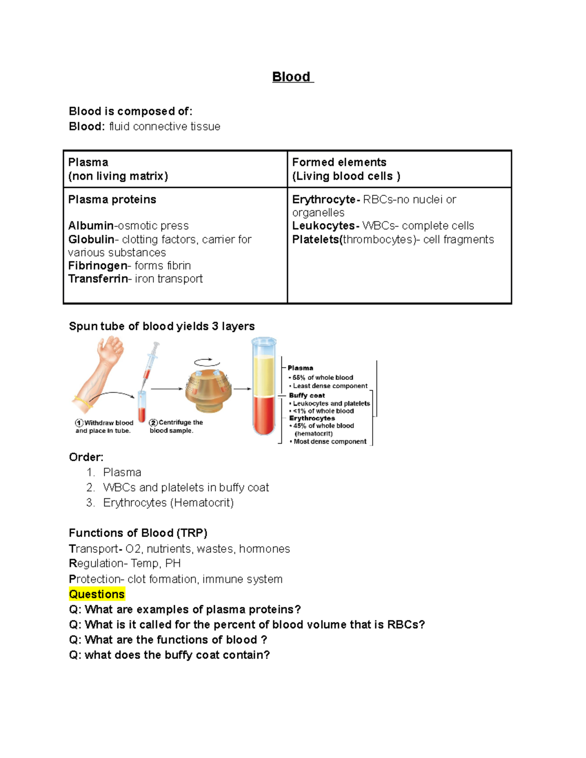 Bio 347 Midterm Exam 1 Study Guide: Blood and Heart Anatomy - Studocu
