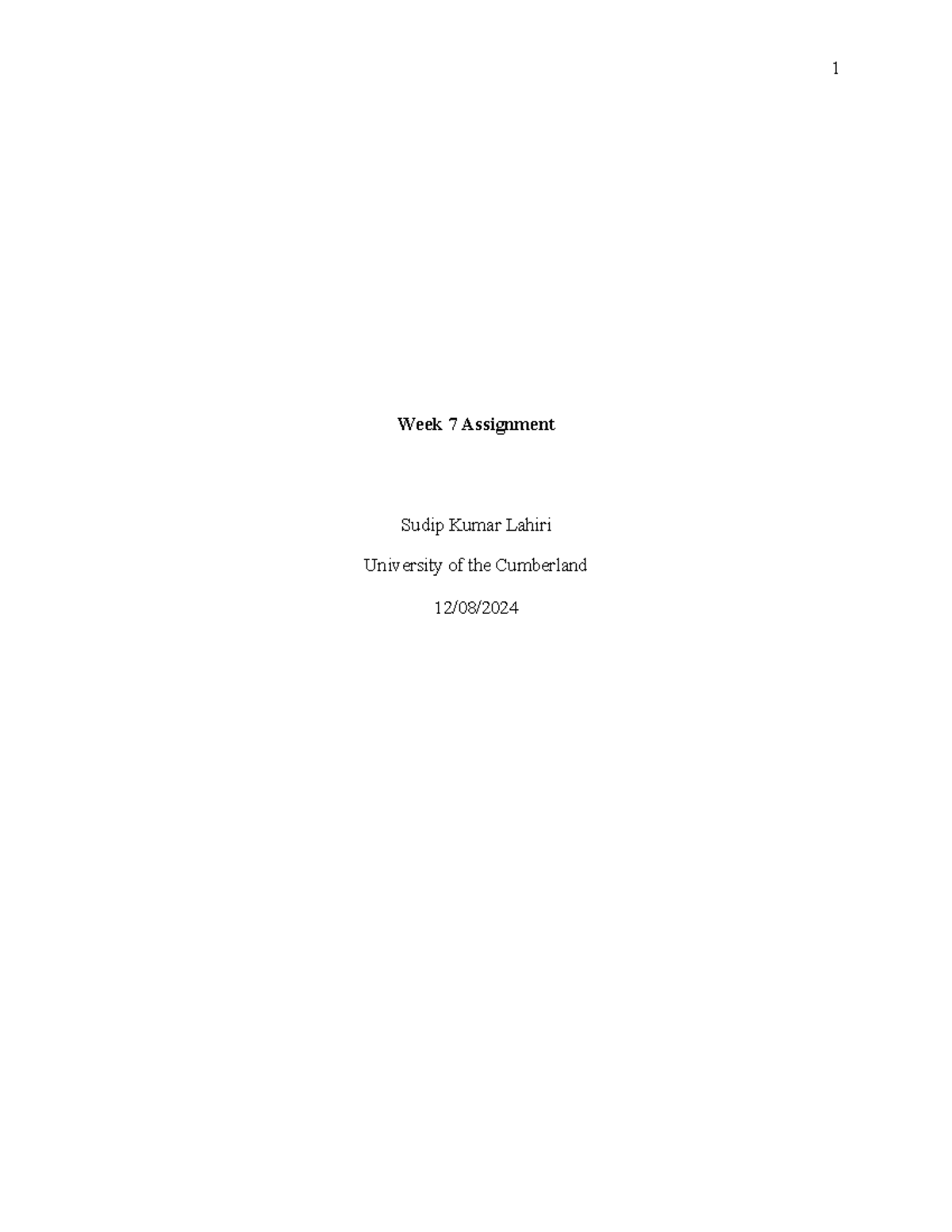 Week+7+Assignment - Good - 1 Week 7 Assignment Sudip Kumar Lahiri ...