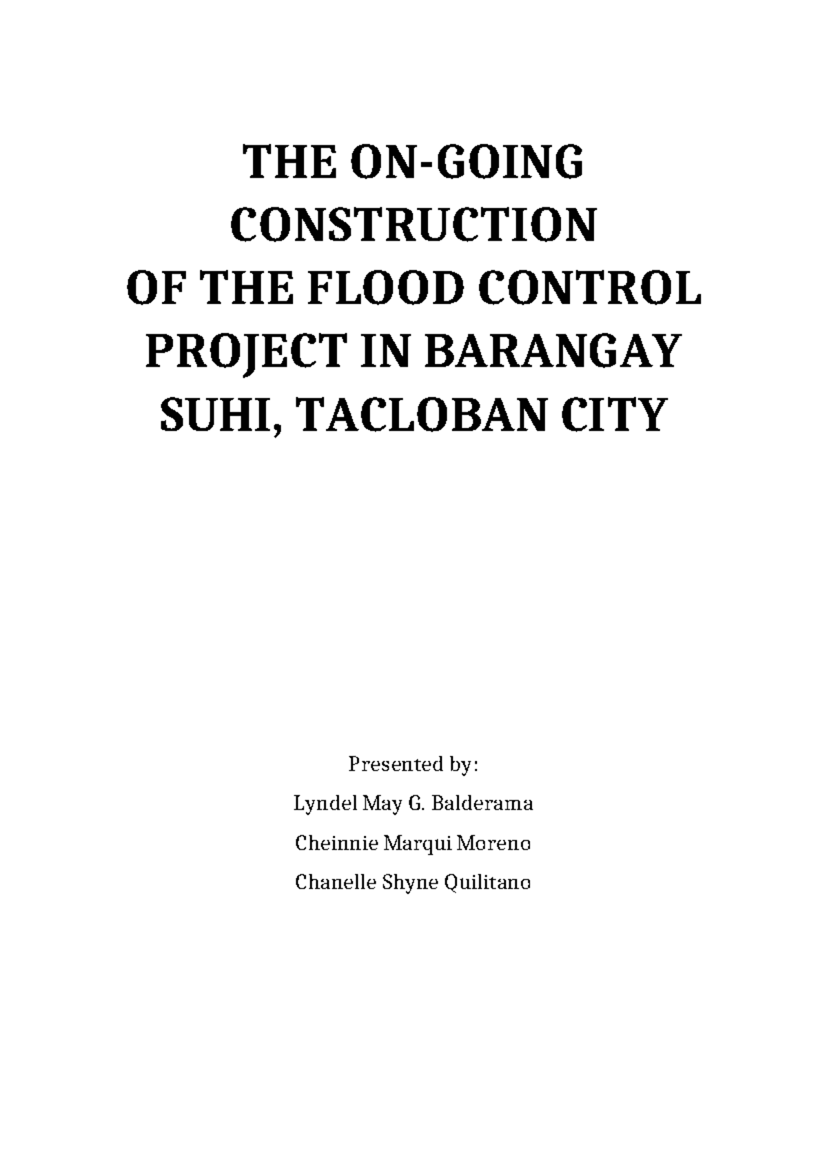 Flood Control Project in Barangay Suhi, Tacloban City: A Factual Report ...