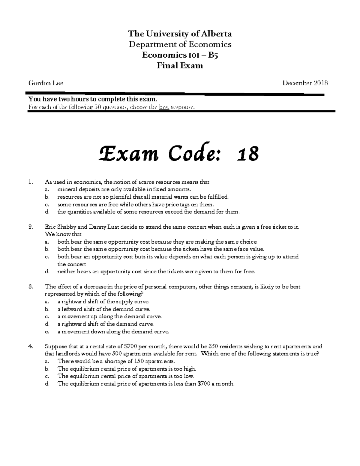 Final Exam Study Guide for Economics 101 (2018) - Studocu