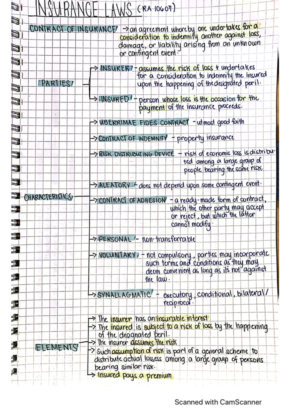 INS301: Comprehensive Notes on Insurance Laws and Contracts - Studocu