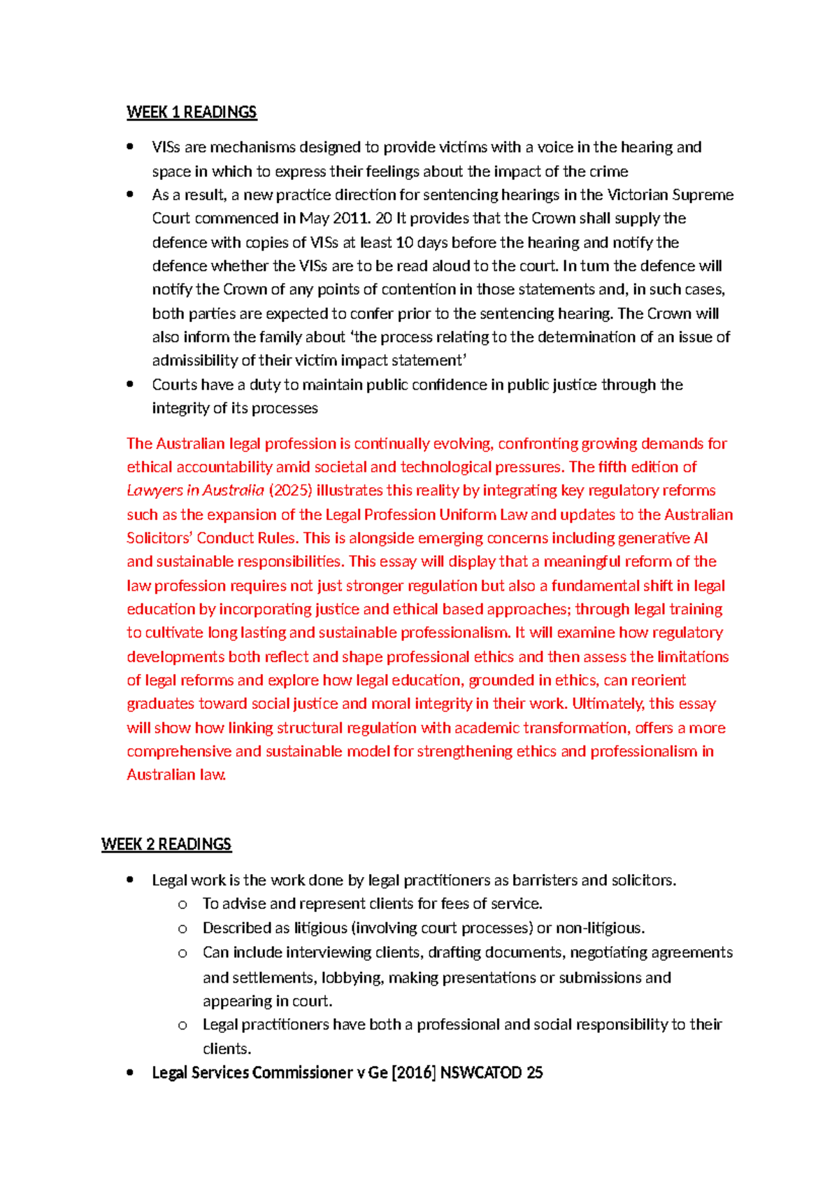 Ethics, Law, and Justice Notes: Week 1-3 Readings Overview - Studocu