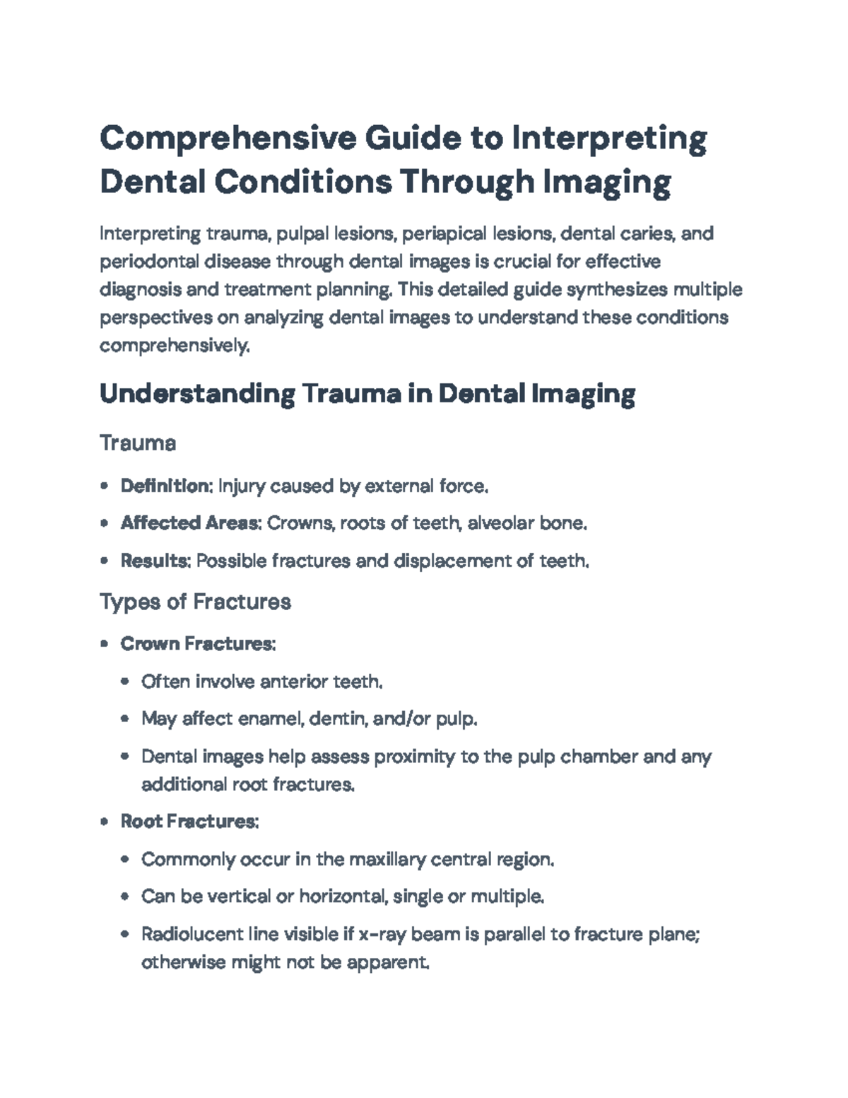 Comprehensive Guide to Interpreting Dental Conditions via Imaging ...