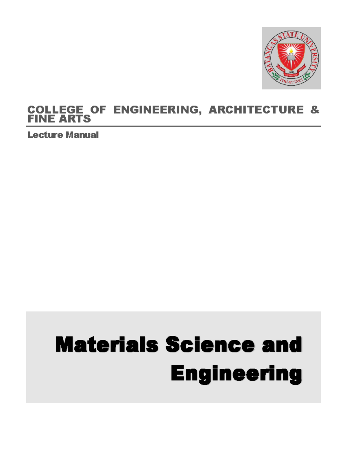 Lecture Manual: Module 1 - Fundamentals of Materials Science and ...