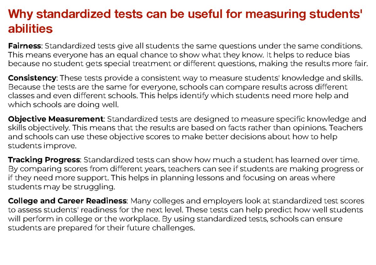 22. The Importance of Standardized Tests in Education - Studocu