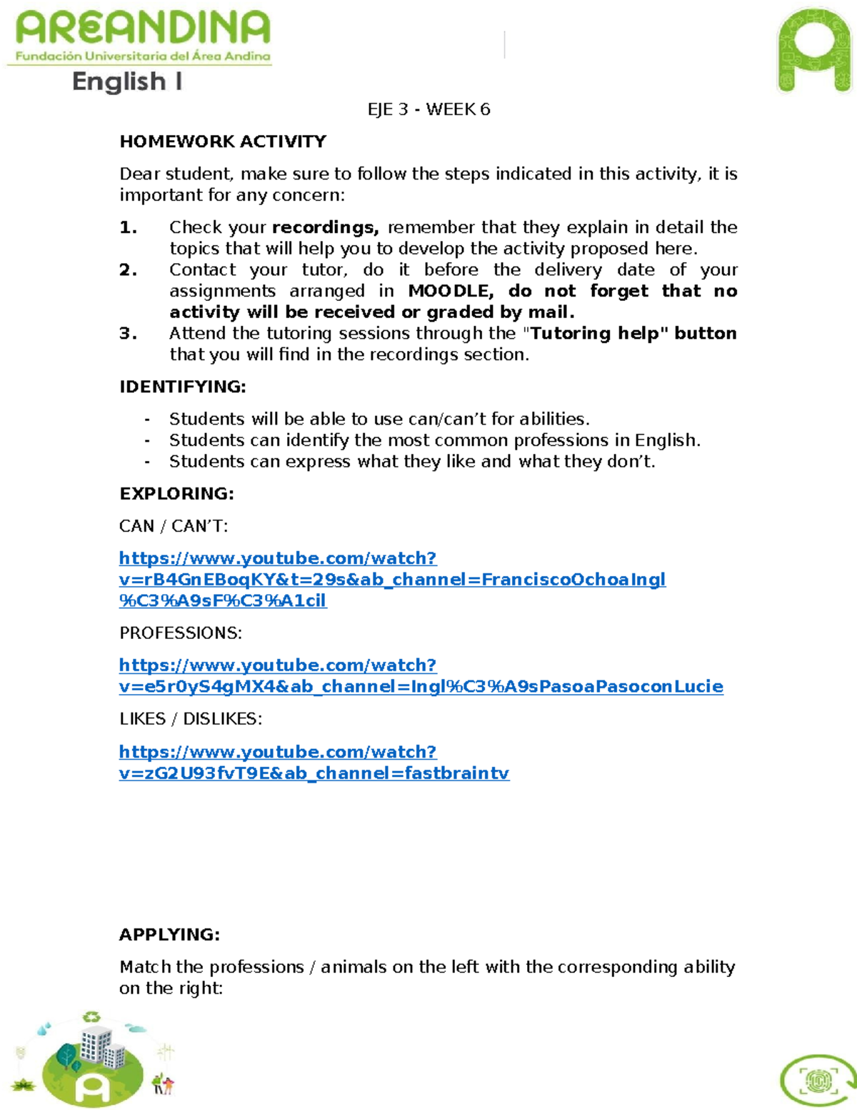 English 1 - EJE 3 - week 6 - apuntes - EJE 3 - WEEK 6 HOMEWORK ACTIVITY ...