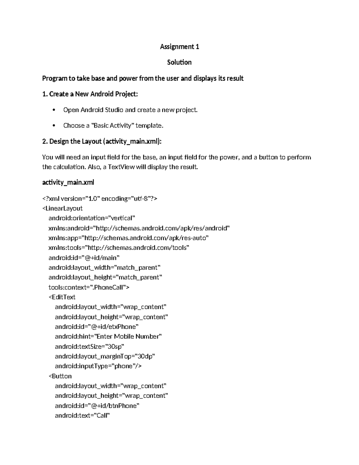 Assignment 1(Mobile app development) - Assignment 1 Solution Program to ...