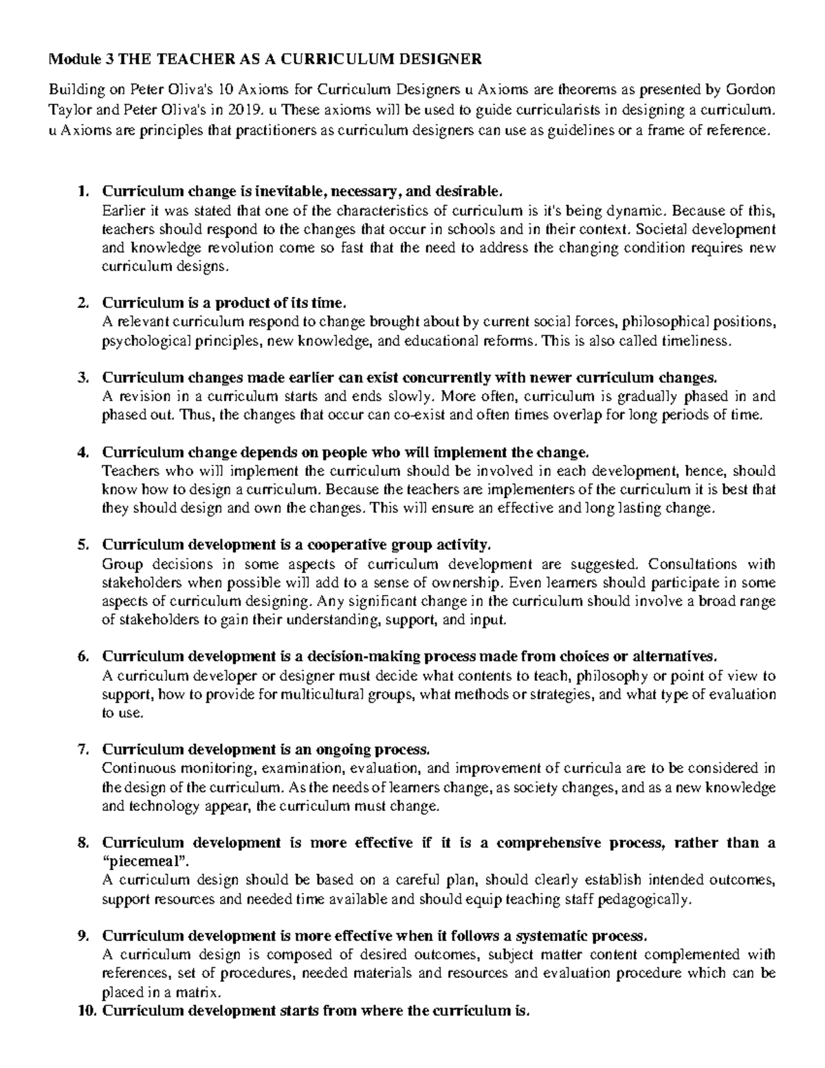 Module 3 The Teacher As A Curriculum Designer Module 3 The Teacher As