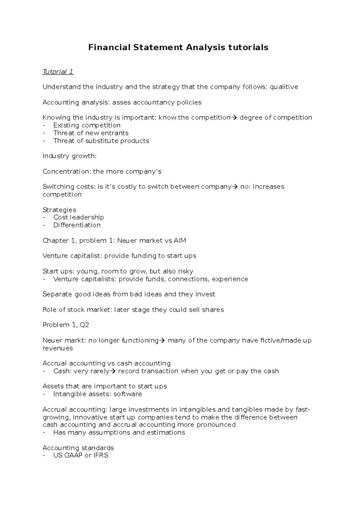 Financial Statement Analysis (FIN 101) - Comprehensive Tutorials Guide ...