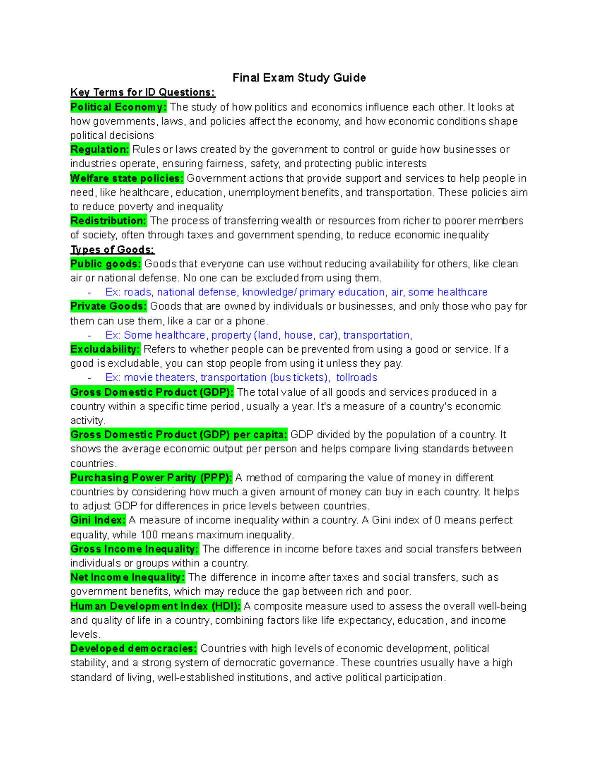 Final Exam Guide for Political Systems and Democratization Concepts ...