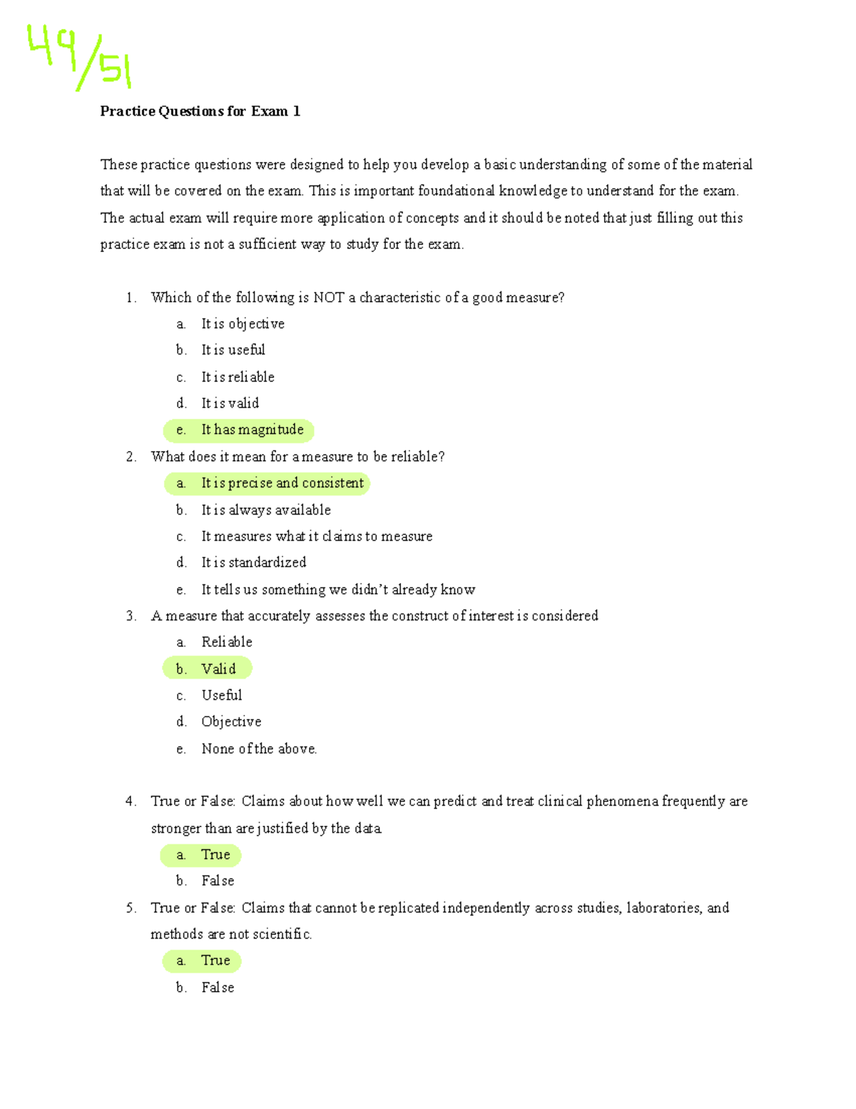 Practice Exam Try 2 - Practice Questions for Exam 1 These practice ...