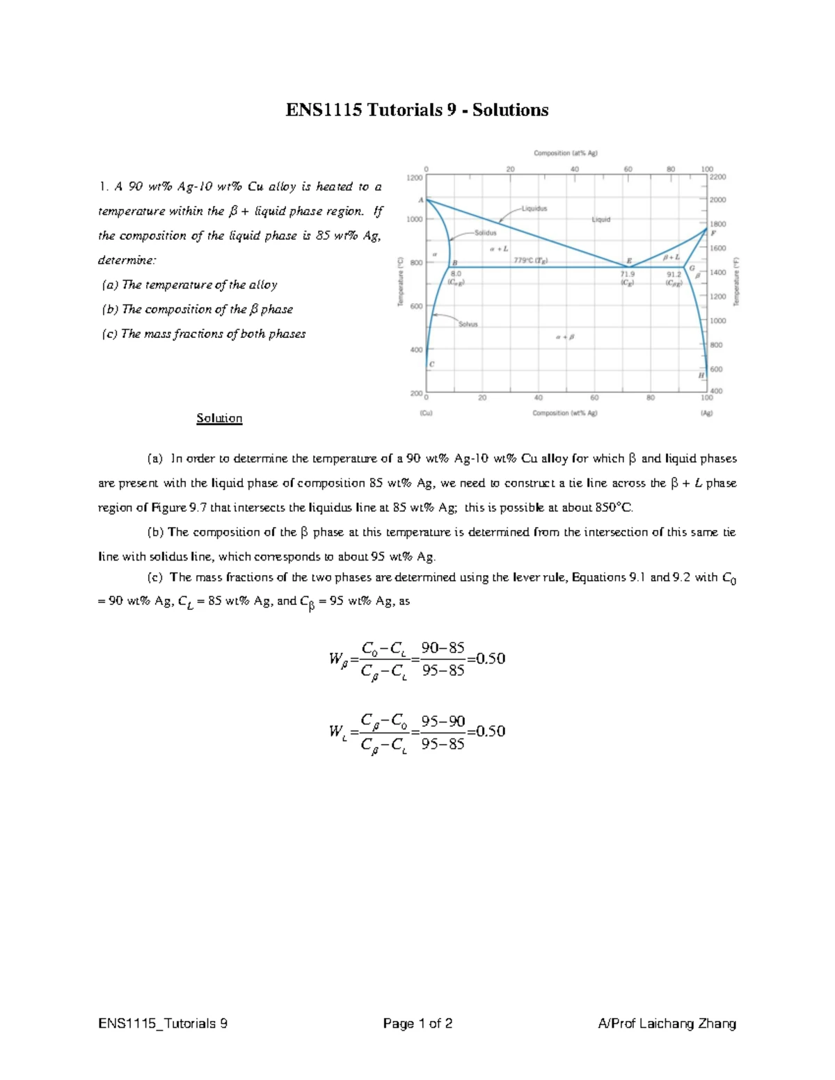 ENS1115 Tutorial 2: Crystal Structure Questions and Calculations - Studocu