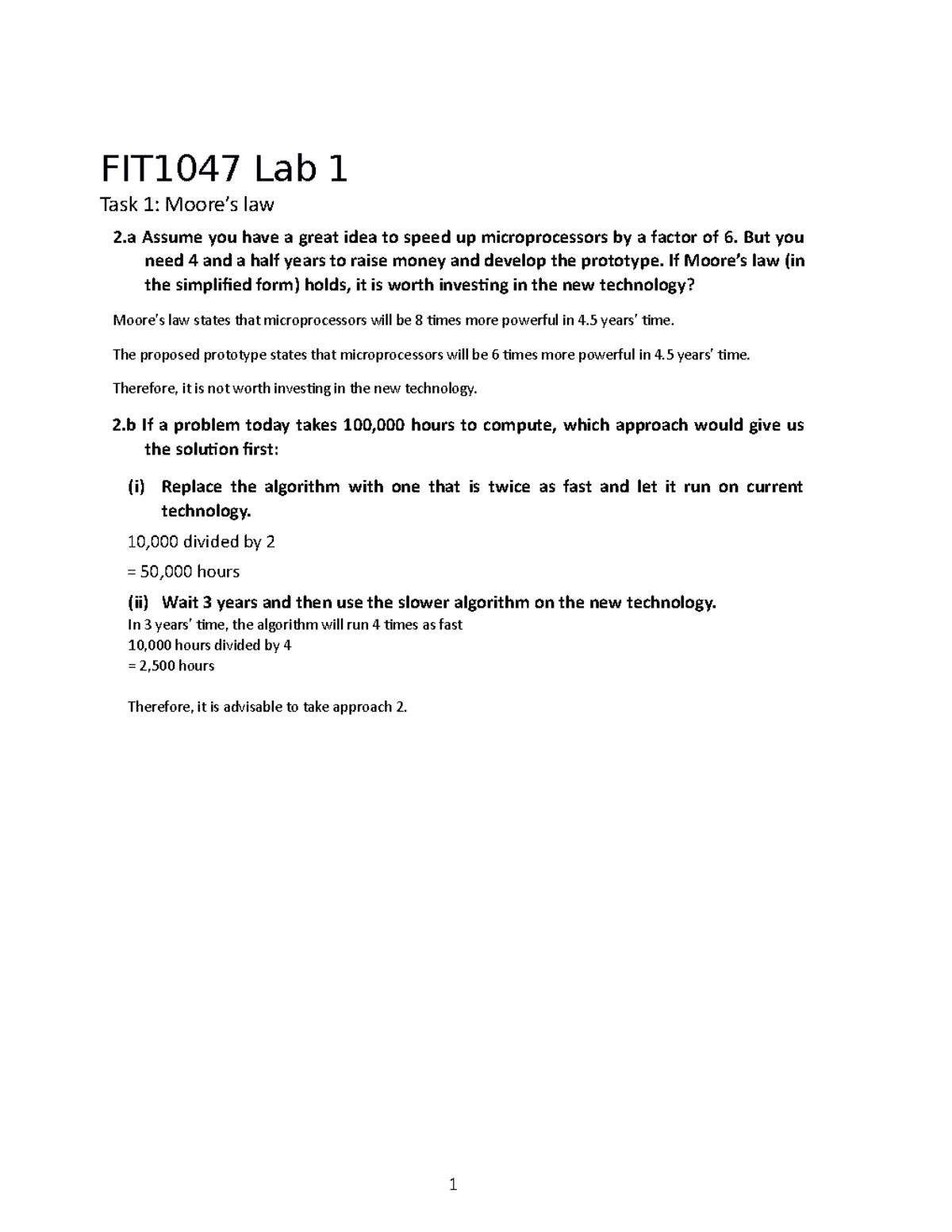 FIT1047 Lab Week 1 Solutions - FIT1047 - Monash - Studocu