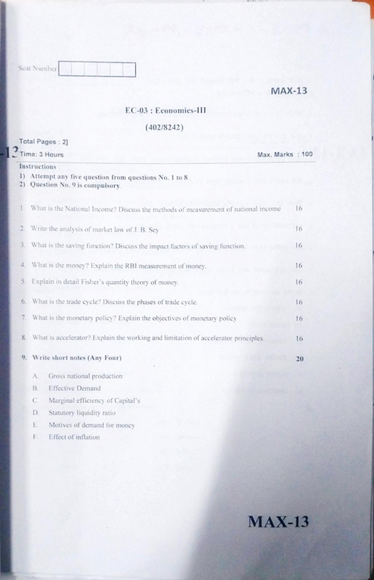 Economics 03 Midterm Exam Questions and Answers (402/8242) - Studocu