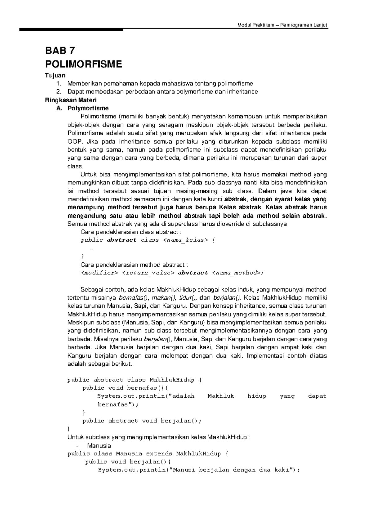 Modul 3 Bab 7: Memahami Konsep Polimorfisme dalam OOP - Studocu