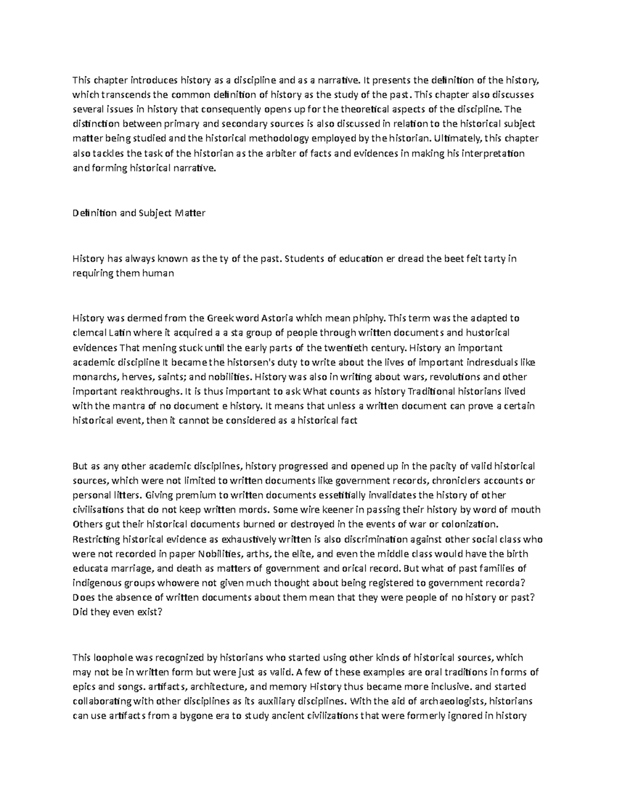Chapter 1: Introduction to Historical Methodology and Sources - Studocu