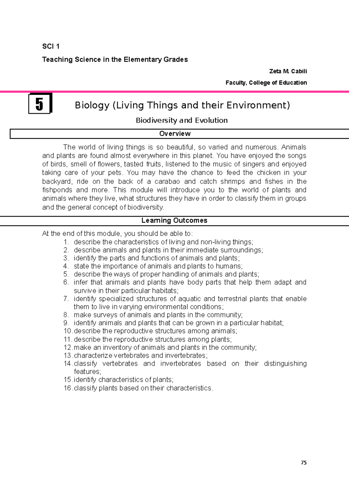 SCI 1: Teaching Science in Elementary Grades - Module 5 Overview - Studocu