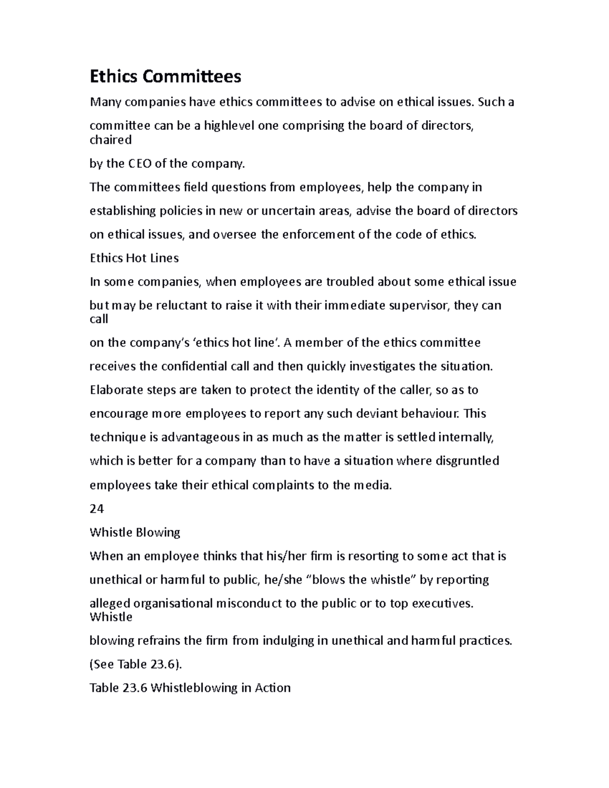 Ethics Committees notes - Ethics Committees Many companies have ethics ...