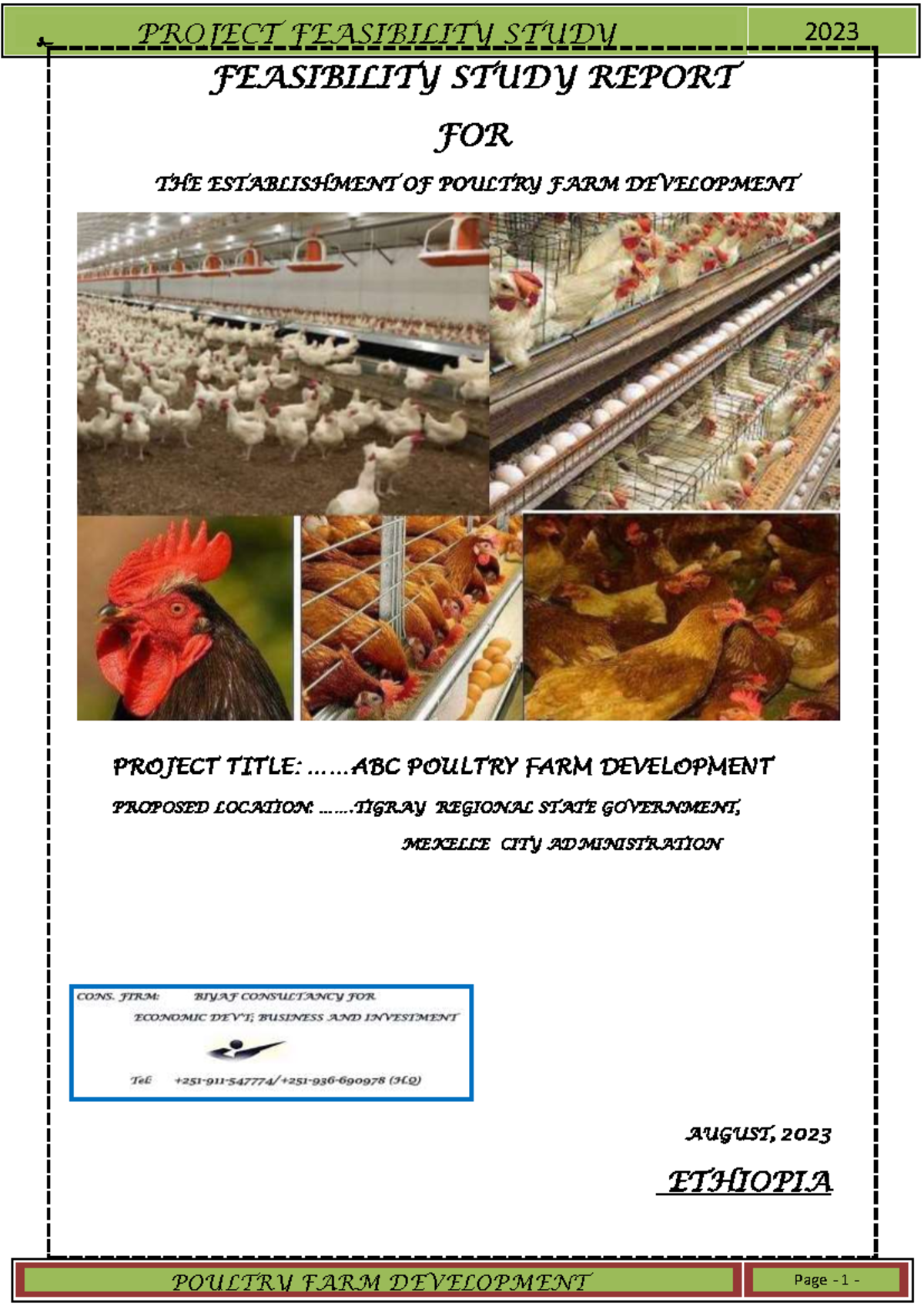 Poultry FARM Development Feasibility Study Report - August 2023 - Studocu