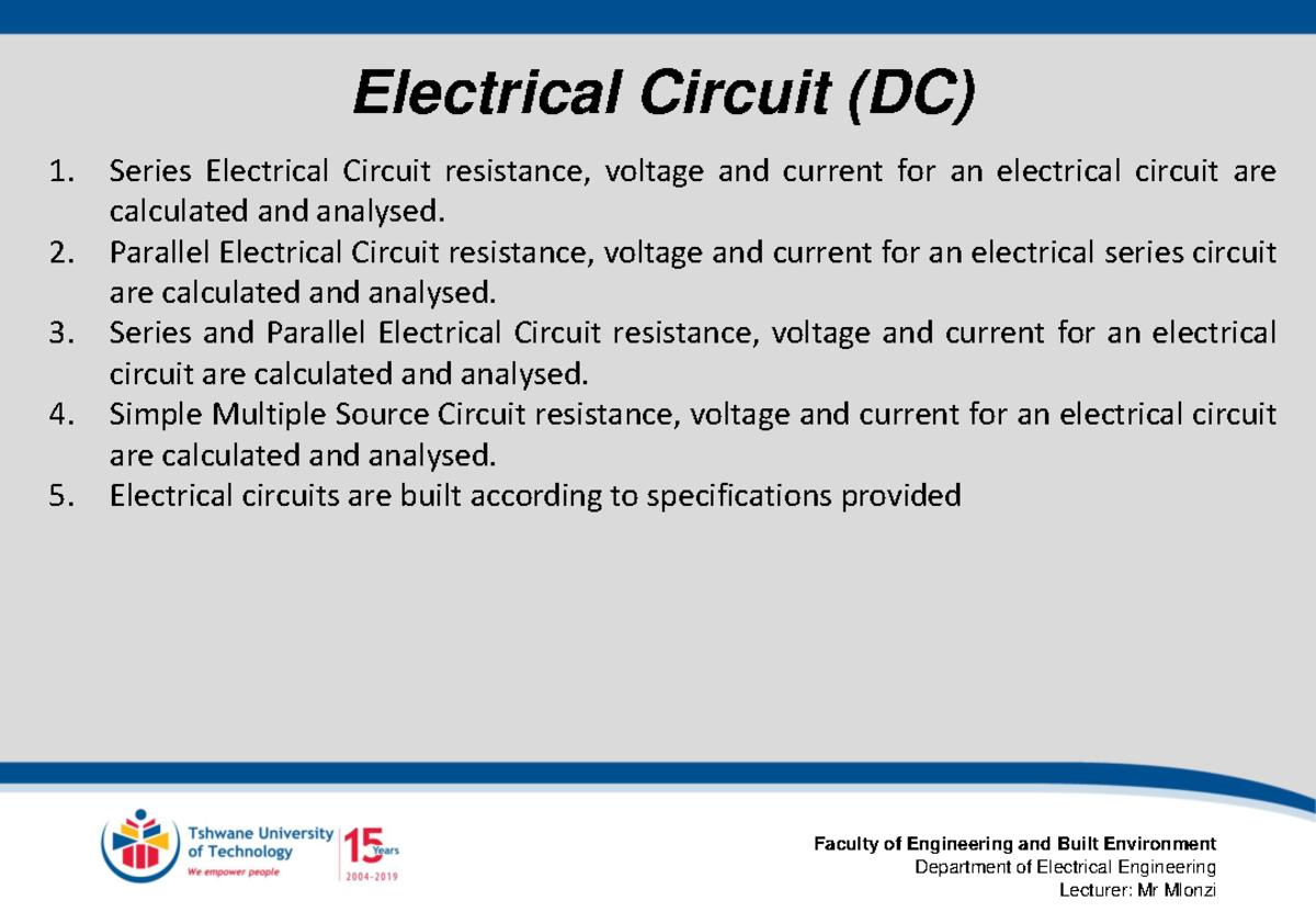 EEA115D Module 2: Series & Parallel Circuit Analysis Notes - Studocu