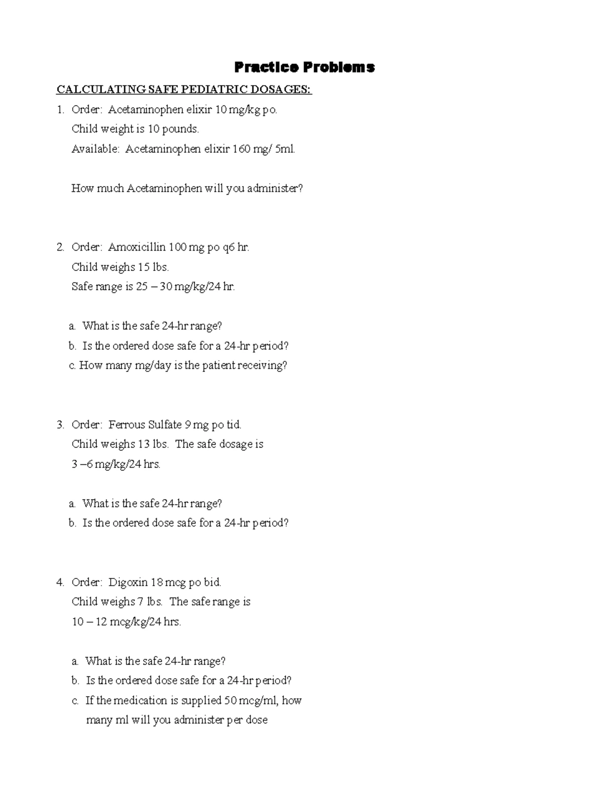 444 Med Math Practice Questions with answers - 444 Med Math Practice ...