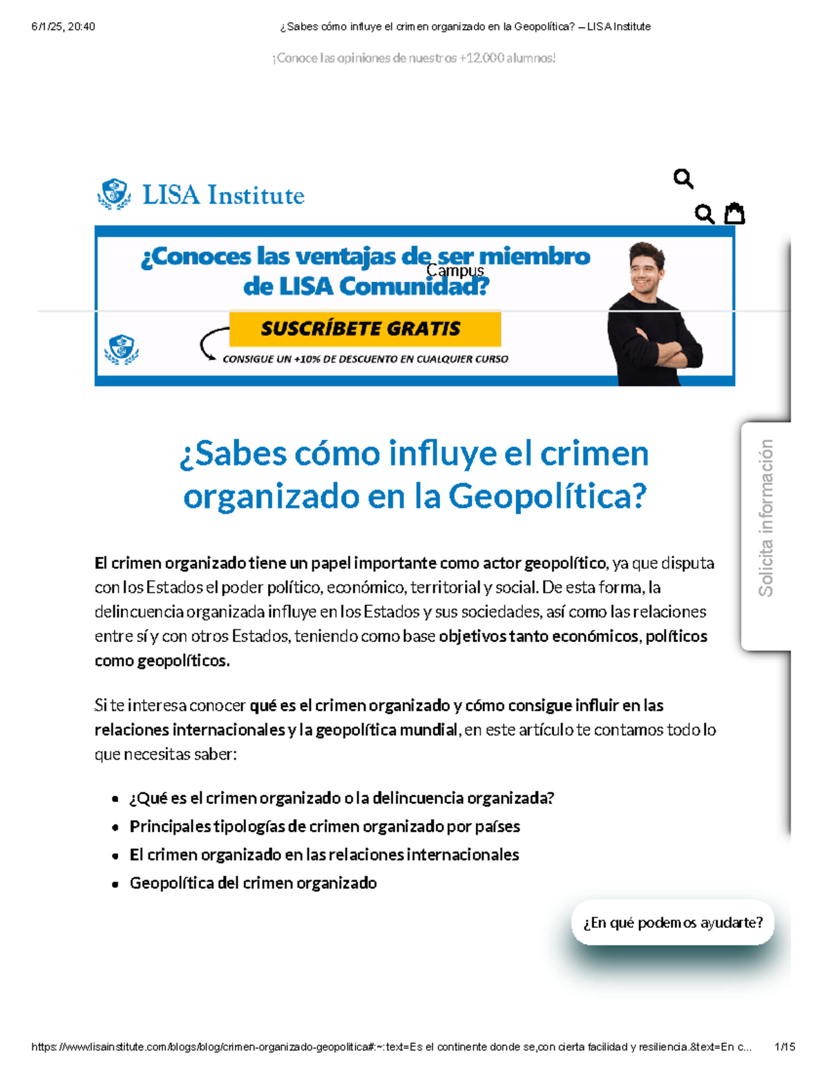 ¿Sabes cómo influye el crimen organizado en la Geopolítica – LISA ...