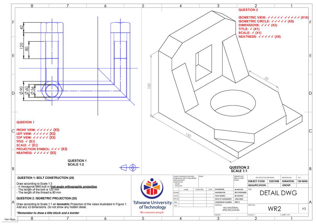 ege105b-wr2-isometric-projection-orthographic-views-guide-studocu