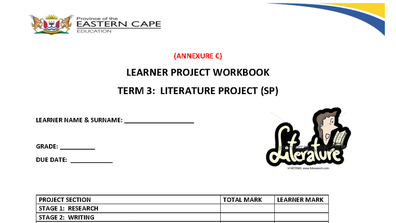 Grade 8 & 9 Literature Project Workbook for Term 3 (SP) - Studocu