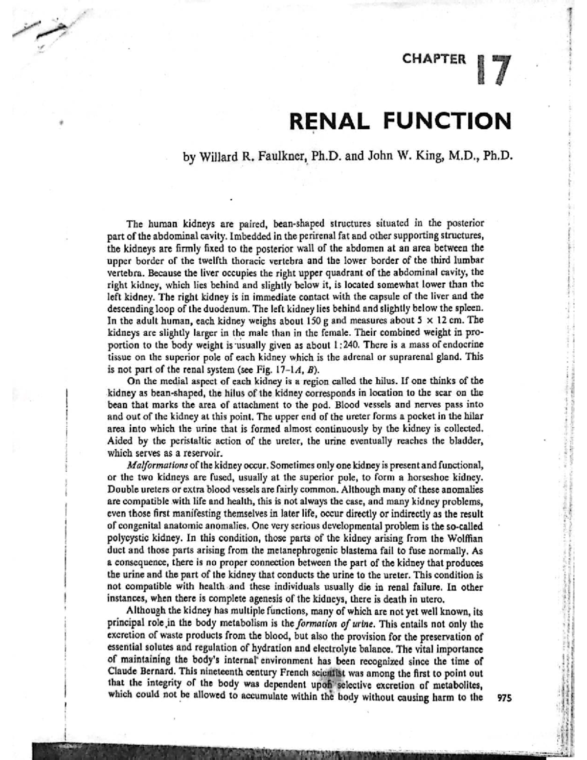 S CHAPTER 17: RENAL FUNCTION - Overview and Key Concepts - Studocu