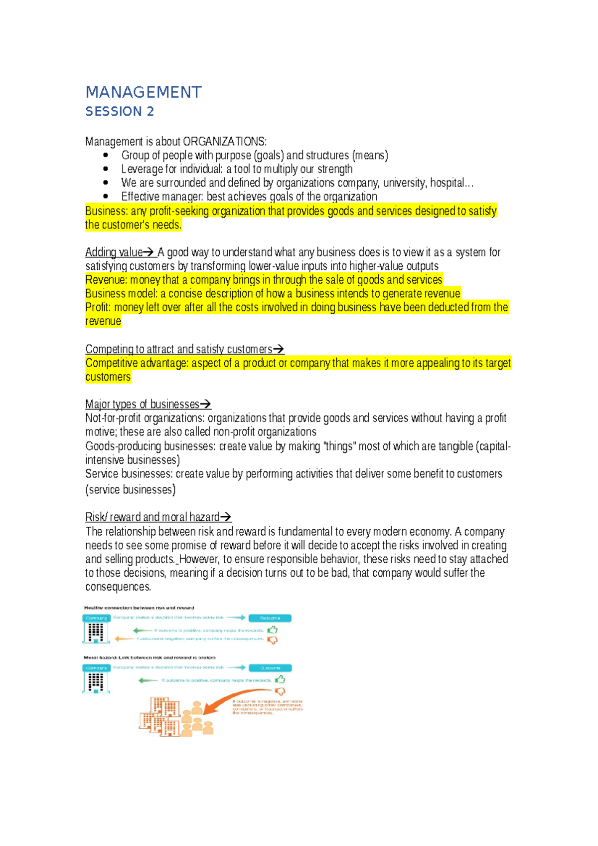 MANAGEMENT 101: Lecture Notes on Organizations and Economics - Studocu
